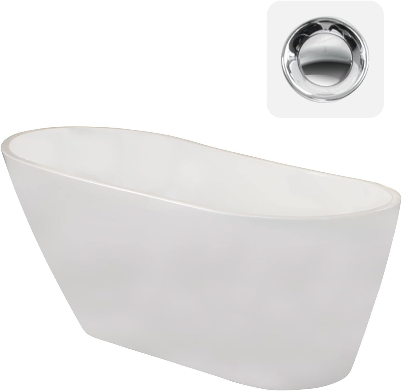 Shaia 67' x 32' Freestanding Soaking Acrylic Bathtub in White