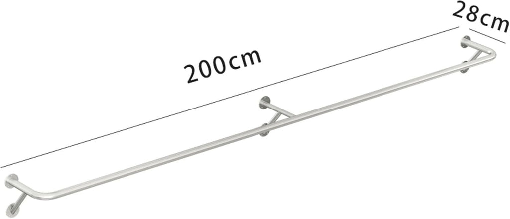 Clothing Rack Wall Mounted Garment Rack, Heavy Duty Stainless Steel Creative Clothes Rail Hanging Rod, Boutique Clothes Store Display Shelf, 8 Size,200cm