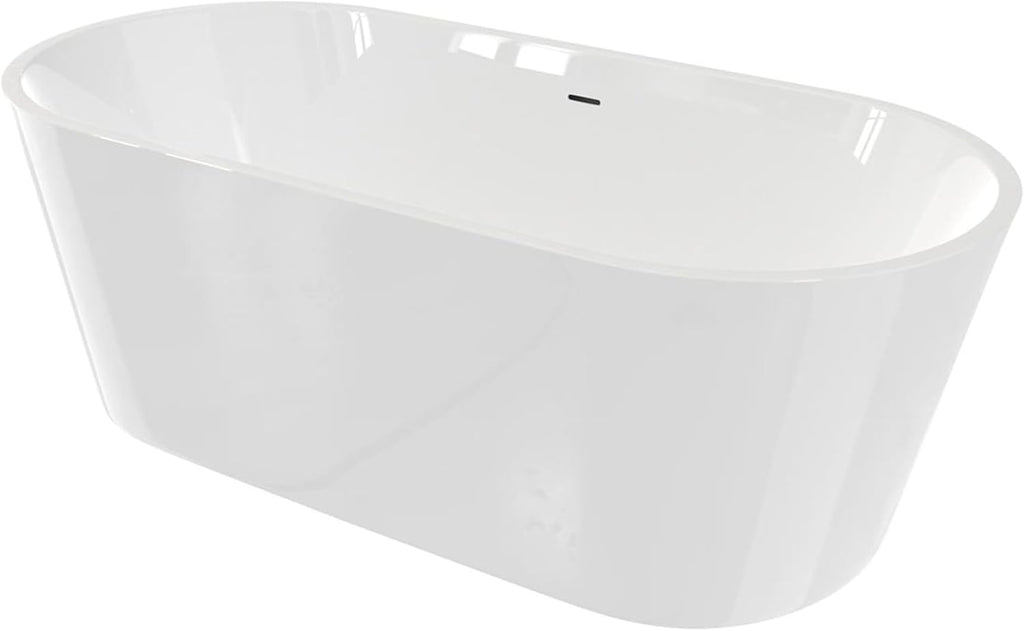 DreamLine Enigma 63 inch L x 29 1/2 inch W x 22 7/8 inch H Freestanding Acrylic Bathtub with Polished Brass Drain