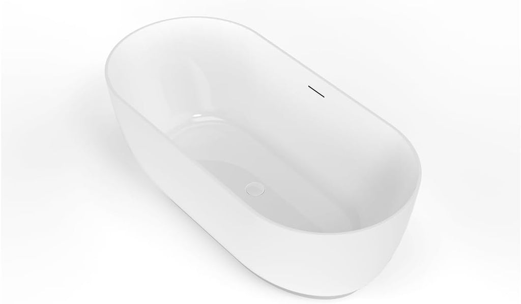 HomeStock Seaside Serenity Freestanding Bathtub, 67' L x 31' D x 28' H - Pure Acrylic Construction, Integrated Overflow, Comfortable Backrests