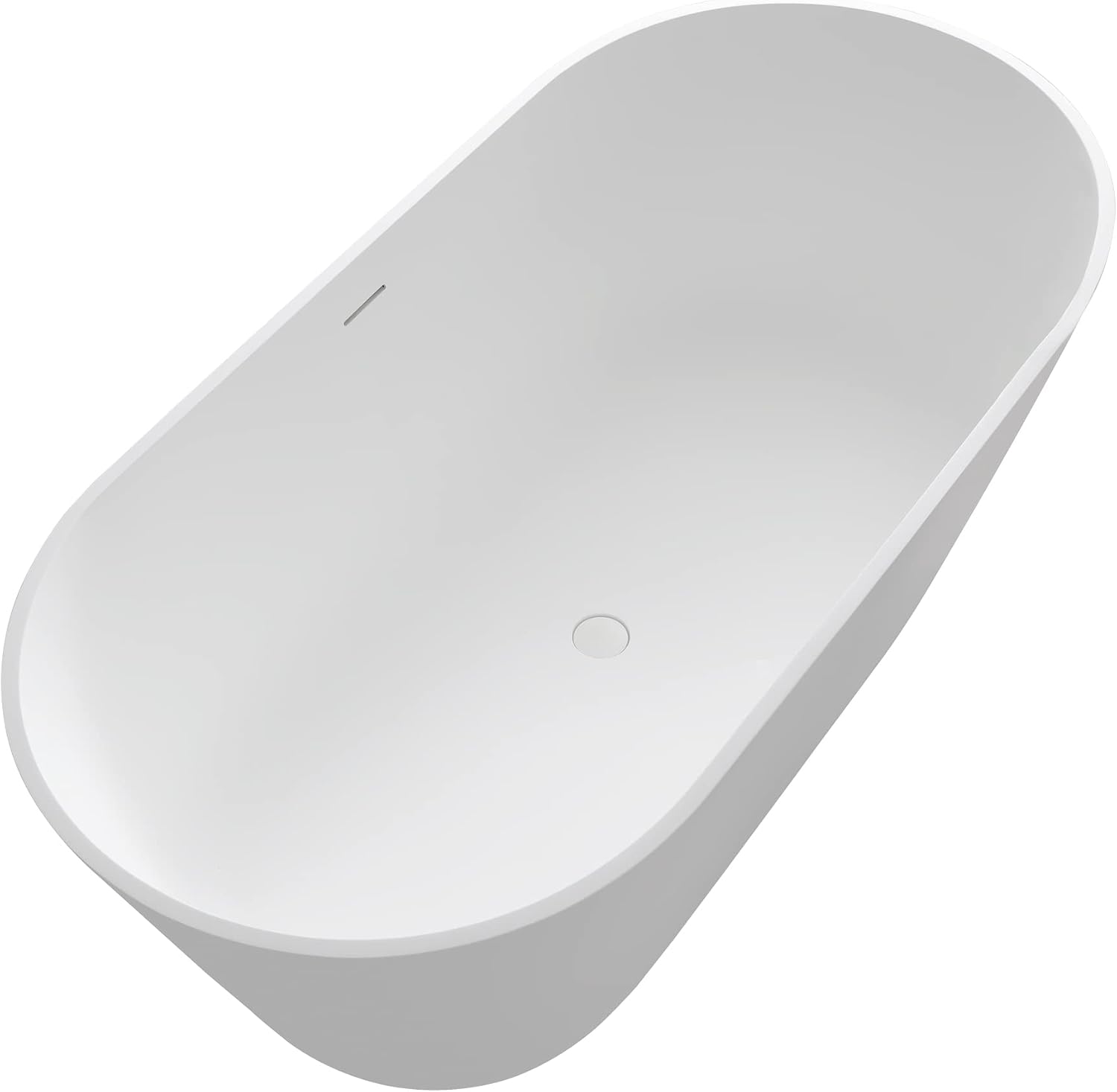 67' Premium Freestanding Bathtub,Solid Surface Soaking Tub with Overflow and Pop-up Drain, Matte White