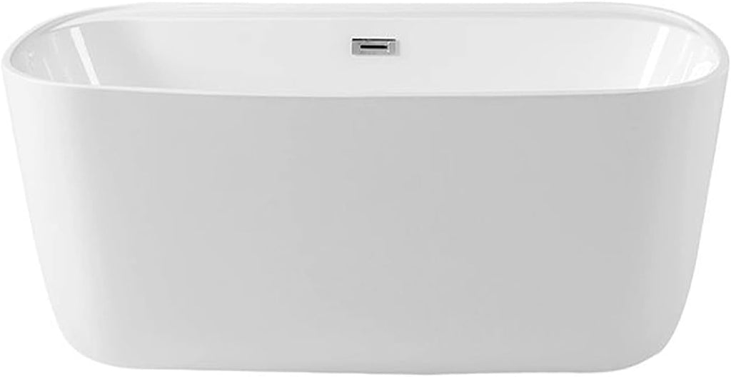 Carver Tubs - Graceful II 67' - Modern White Freestanding Soaking Bathtub With Chrome Center Drain - White Contemporary Oval Acrylic Fiberglass Tub - Deep Relaxing Soak - 67″L x 31'W x 23.5'H