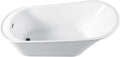 Kingston Brass VTRS592826QC310 59' Acrylic Oval Single Slipper Freestanding Tub with Drain, Glossy White/Matte Black