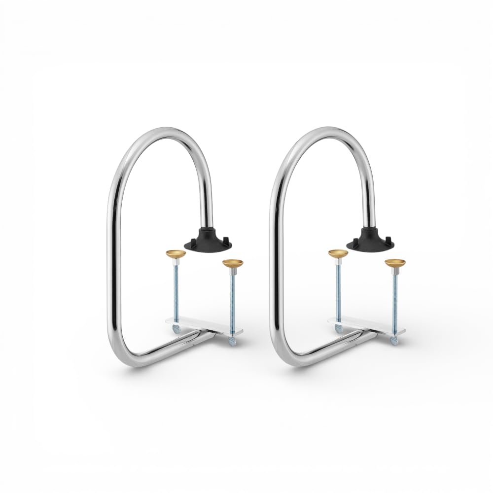 Chrome Waitress Stall Service Rail for Bars, Clamp-On Underbar Server Station Divider, Commercial Chrome-Plated Steel Drink Pickup Rail for Restaurants, Fits 7/8'–5' Bar Tops, 6 x 11.9 x 16.9 in (2)