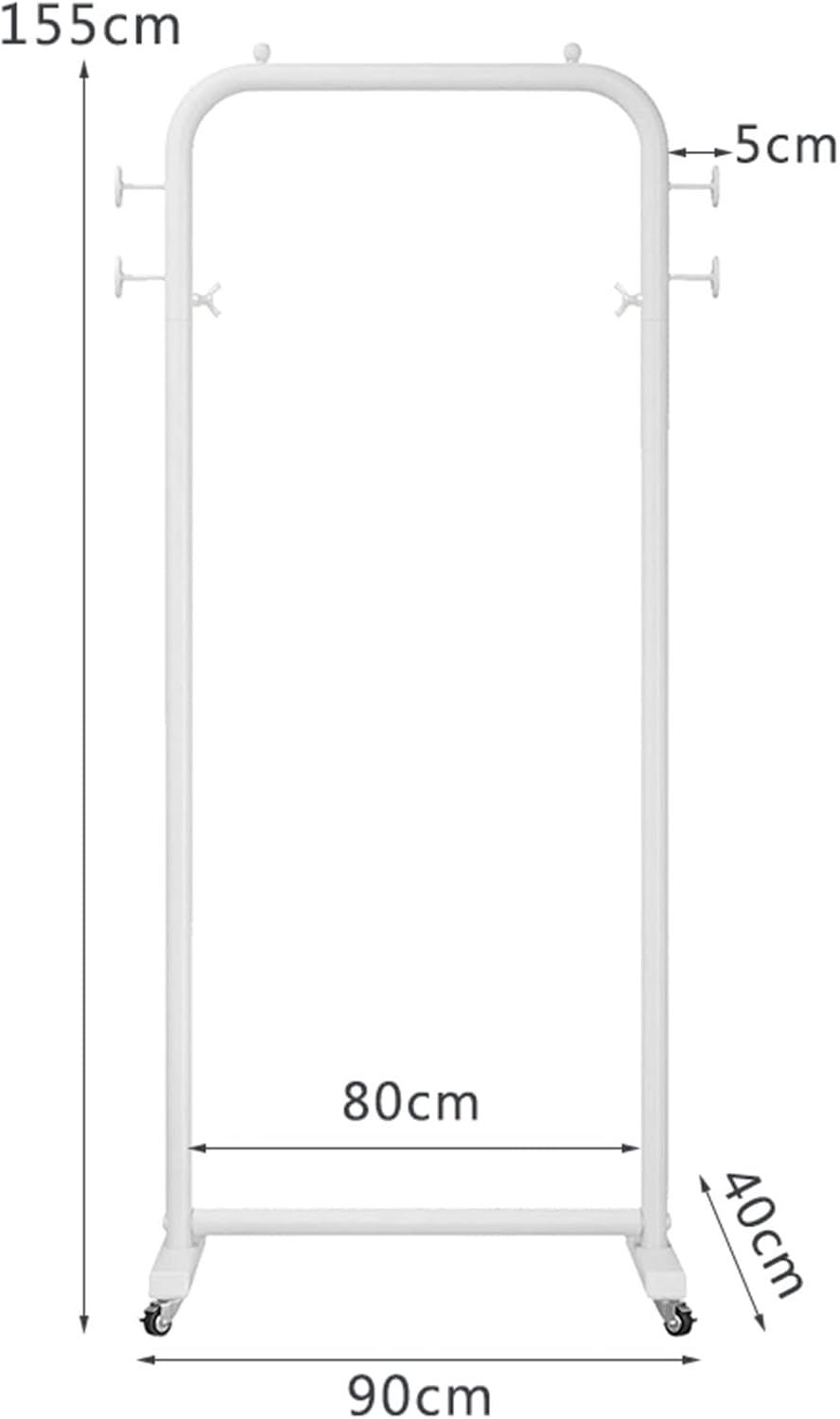 Garment Rack Stand Iron with Universal Wheel and Side Hooks,Modern Clothing Rack for Boutiques,Heavy Duty Clothes Rack for Hanging Clothes,Floor Hanger Storage Rack (B-Length 90 cm
