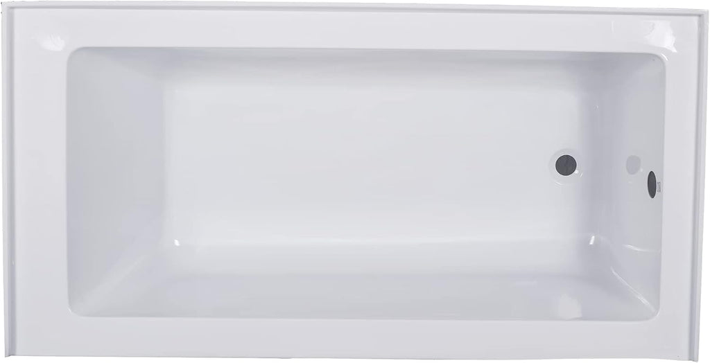 Carver Tubs - ALR6036 - Modern Acrylic Fiberglass Alcove Soaking Bathtub With Chrome Drain - White Acrylic Rectangle Bath Tub - Right Hand Drain - Deep Relaxing Soak - 60' L x 36' W x 21.75' H