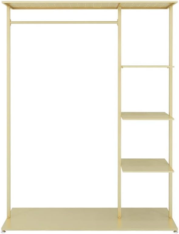 Garment Rack with 4 Shelves, Heavy Duty Clothes Hanging Rail, Clothing Retail Display Stand (Gold 120x40x155cm)