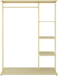 Garment Rack with 4 Shelves, Heavy Duty Clothes Hanging Rail, Clothing Retail Display Stand (Gold 100x40x155cm)