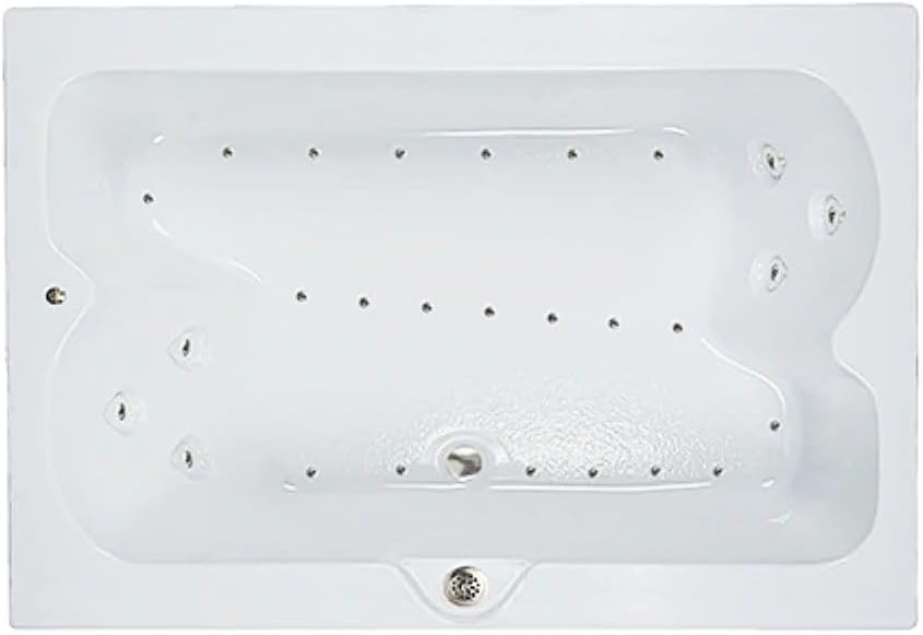 60 in. x 48 in. Elite Series Acrylic Rectangular Drop-In Air Massage Bathtub with Center Drain in White