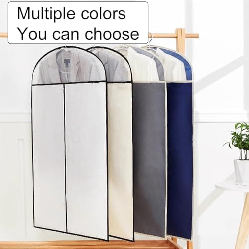 Clear Garment Bags for Clothes Rack & Closet, Dustproof Non-Woven Covers, 60x110cm (24x43in), Protect Clothes from Dust & Damage, Durable White Storage Solution
