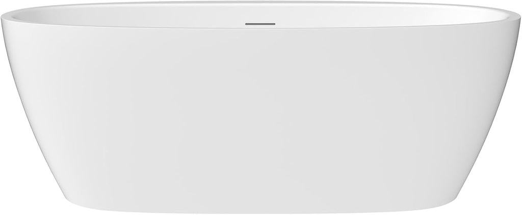 Beyaz 59' x 32' Flatbottom Freestanding Acrylic Soaking Bathtub in Glossy White