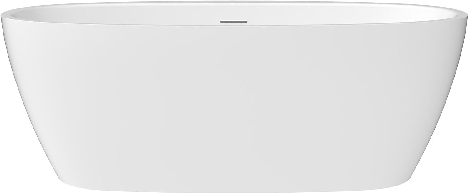 Beyaz 59' x 32' Flatbottom Freestanding Acrylic Soaking Bathtub in Glossy White