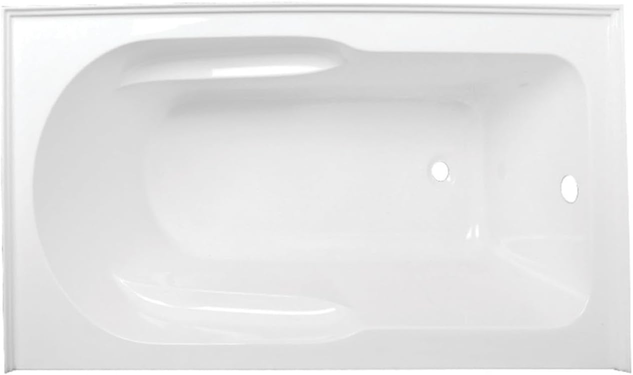 HomeStock 60 Inch Acrylic Alcove Tub - White Bathtub with Anti-Skid & Right Drain Luxury Bath