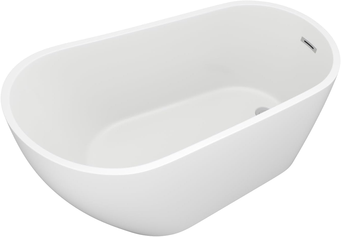 59' Freestanding White Acrylic Slipper Bathtub – Elegant Soaking Tub with Chrome Drain and Ergonomic Backrest for Luxurious Home Bathing, YSB9212
