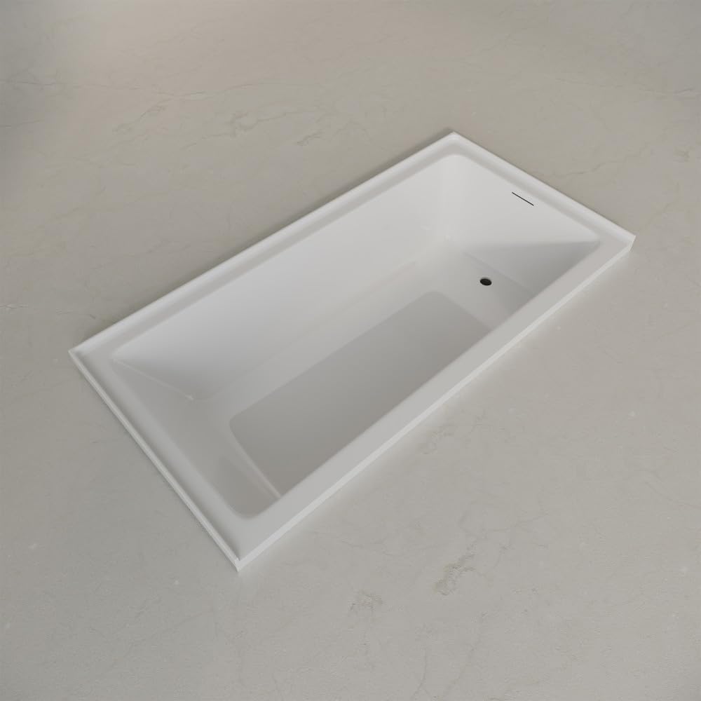 Swiss Madison Voltaire 72 x 36 Right Drain Soaking Alcove Bathtub in Glossy White with Integrated Armrest