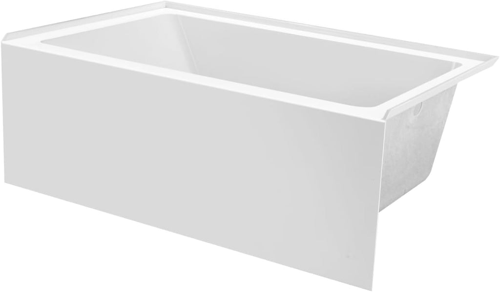 Aqua Eden VTAP5436R22 54-Inch Acrylic 3-Wall Alcove Tub with Right Hand Drain, Glossy White