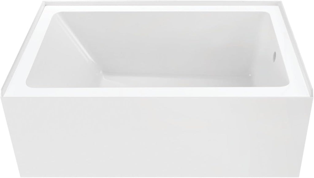 Aqua Eden VTAP5436R22 54-Inch Acrylic 3-Wall Alcove Tub with Right Hand Drain, Glossy White