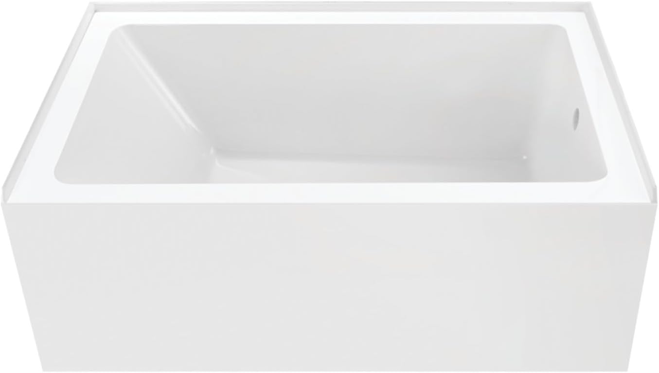 Aqua Eden VTAP5436R22 54-Inch Acrylic 3-Wall Alcove Tub with Right Hand Drain, Glossy White