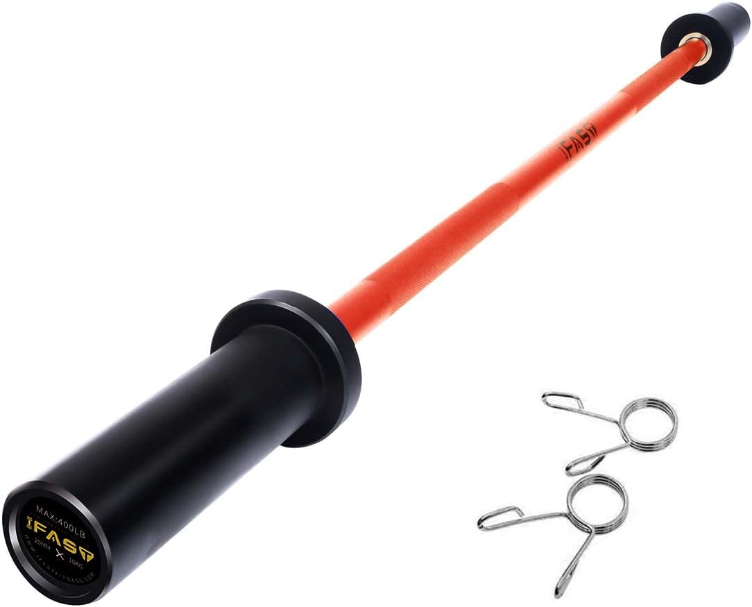 IFAST Olympic Barbell Bar 4FT Solid Chrome Barbell with Bearing, 7.2FT Home Gym 2' Weightlifting Bar, 400lbs/1200lbs Weight Capacity