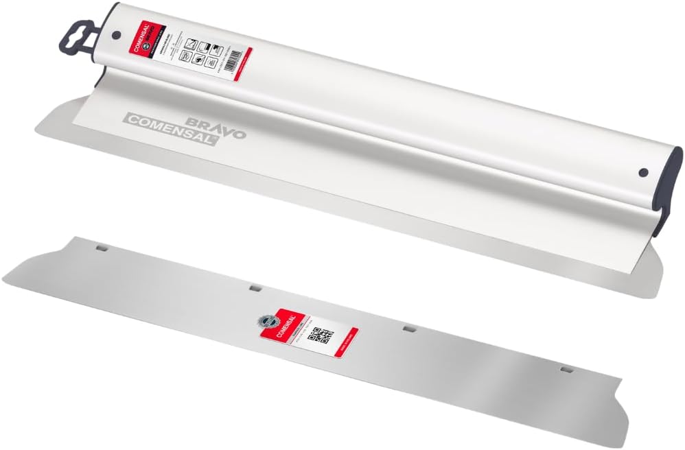 COMENSAL® Drywall Skimming Blade Set - Plastering Spatula 600 mm with a Blade 0,3 mm - Spare Blade 0,5 mm - Taping Knife - Stainless Steel - Made in EU