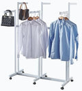 Heavy Duty Metal Garment Rack - Adjustable Way Retail Clothing Display with Shelves for Hanging Clothes (White)