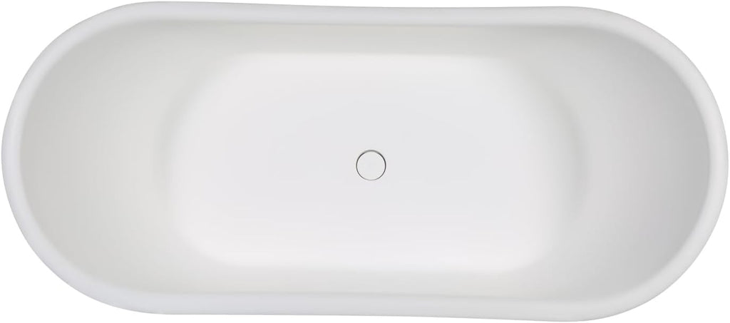 HomeStock 67' Solid Surface Resin Bathtub - White Matte Freestanding Tub