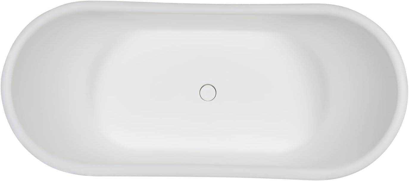 HomeStock 67' Solid Surface Resin Bathtub - White Matte Freestanding Tub