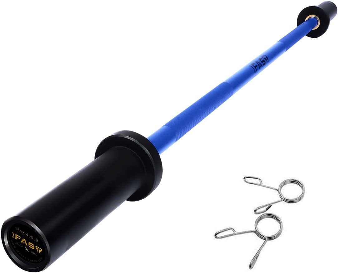 IFAST Olympic Barbell Bar 4FT Solid Chrome Barbell with Bearing, 7.2FT Home Gym 2' Weightlifting Bar, 400lbs/1200lbs Weight Capacity