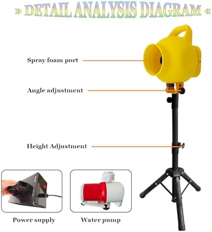 2025 Ultimate Foam Cannon with Stand - 800W High Power, 792GPM Output, 5-7M Spray Distance, Quick Setup Bubble Machine for DJs, Event Planners, Schools - Yellow Party Essential