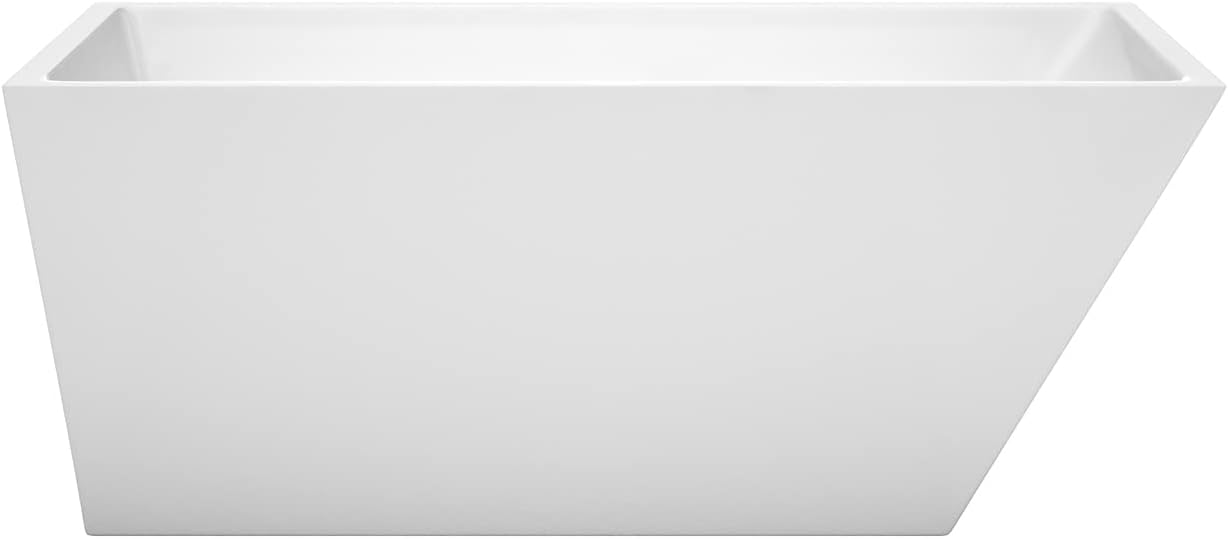 Wyndham Collection WCBTK150159BNTRIM Freestanding Bathtub, 59', White with Brushed Nickel Trim