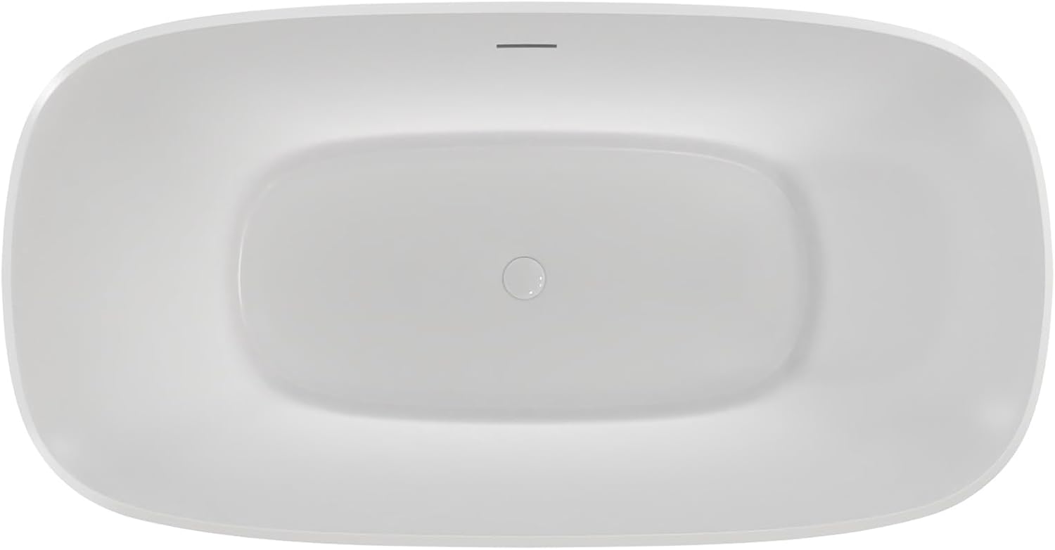 Elegance 59 in. L x 31 in. W x 23-5/8 in. H Freestanding Acrylic Bathtub, White Drain