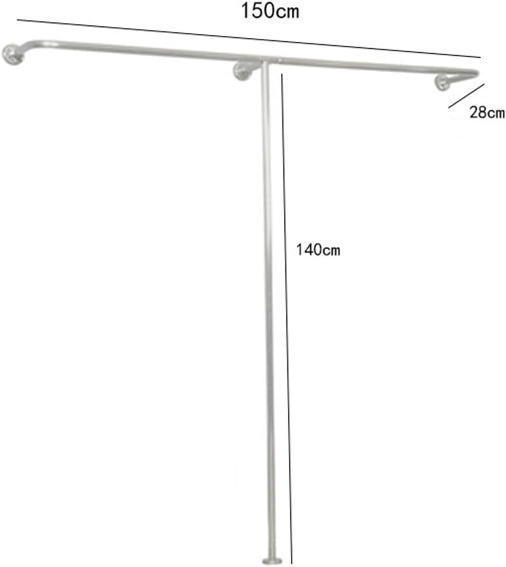 Industrial Pipe Clothing Rack Wall Mounted Garment Display Stand with T Shaped Design Heavy Duty Silver Clothes Rail for Creative Clothing Store and Closet Organization