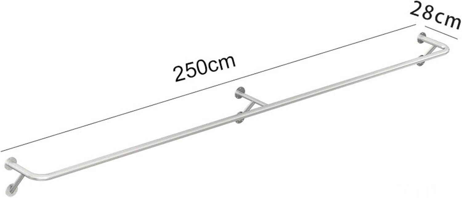 Clothing Rack Wall Mounted Garment Rack, Heavy Duty Stainless Steel Creative Clothes Rail Hanging Rod, Boutique Clothes Store Display Shelf, 8 Size,250cm