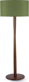 62' Tall Rustic Wood Floor Lamp for Living Room, Farmhouse Walnut Wood Floor Lamps with Linen Shade, UL Listed Standing Lamps with Wooden Base for Bedroom, Corner, Dining Room,Office, Green Shade