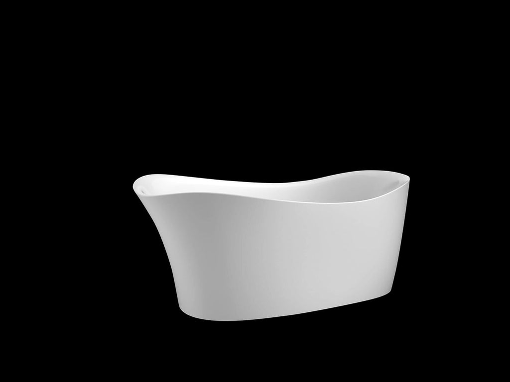 Carver Tubs - Serenity 67' - Acrylic Freestanding Soaking Bathtub - Chrome Drain and End Slotted Overflow Included - White Modern Slipper Acrylic Fiberglass Tub - 67'L x 30'W x 28.75'H