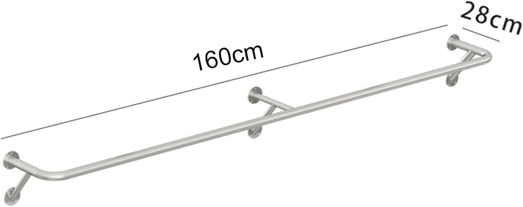 Clothing Rack Wall Mounted Garment Rack, Heavy Duty Stainless Steel Creative Clothes Rail Hanging Rod, Boutique Clothes Store Display Shelf, 8 Size,160cm