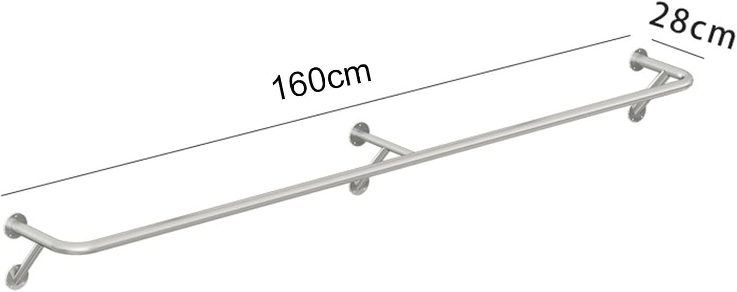 Clothing Rack Wall Mounted Garment Rack, Heavy Duty Stainless Steel Creative Clothes Rail Hanging Rod, Boutique Clothes Store Display Shelf, 8 Size,160cm