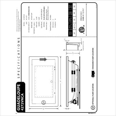 Guadeloupe 42 x 72 x 23' Rectangular Air Jetted Bathtub Color/Trim: Bone / Polished Chrome, Options: 2' Lip, Drain / Pump: Left / Right