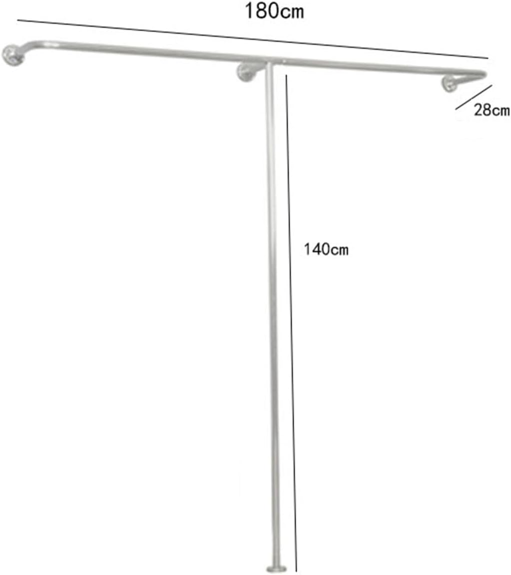 Industrial Pipe Clothing Rack Wall Mounted Garment Display Stand for Heavy Duty Closet Storage Silver T Shaped Retail Organizer with Towel Hanging Rods