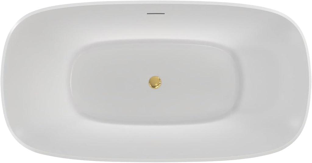 Elegance 67 in. L x 31-1/4 in. W x 23-3/4 in. H Freestanding Acrylic Bathtub, Polished Brass Drain
