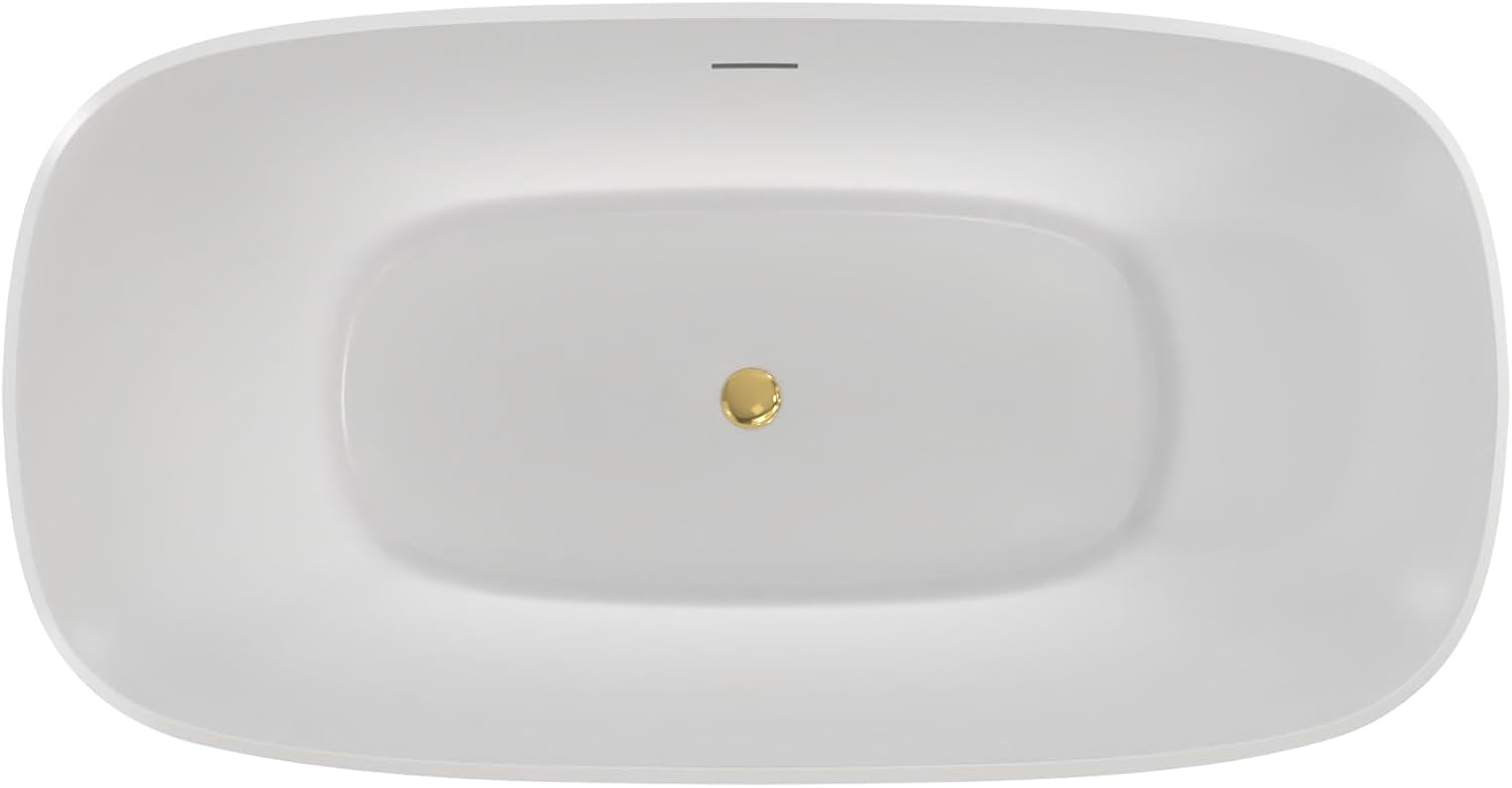 Elegance 67 in. L x 31-1/4 in. W x 23-3/4 in. H Freestanding Acrylic Bathtub, Polished Brass Drain