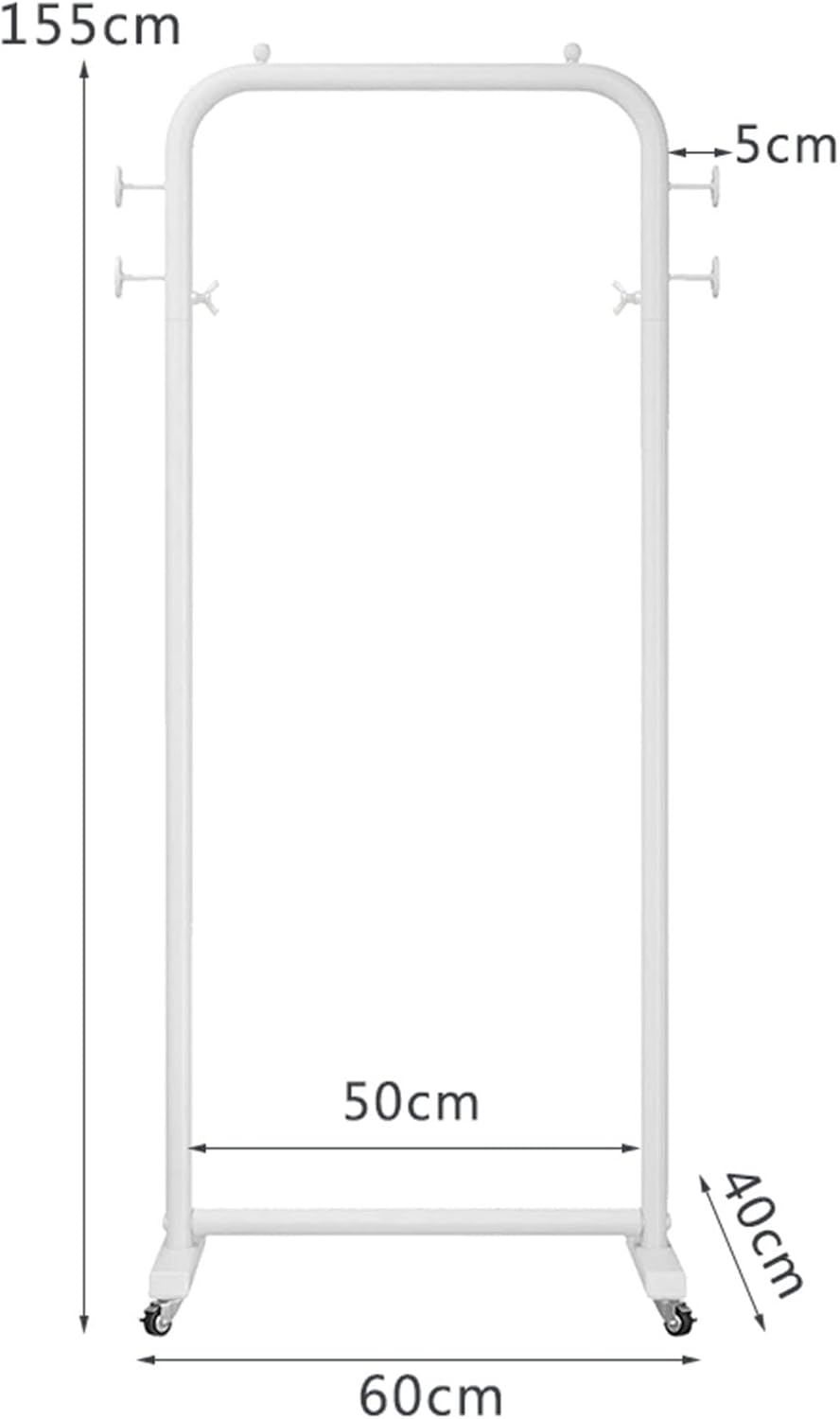 Garment Rack Stand Iron with Universal Wheel and Side Hooks,Modern Clothing Rack for Boutiques,Heavy Duty Clothes Rack for Hanging Clothes,Floor Hanger Storage Rack (B-Length 60cm