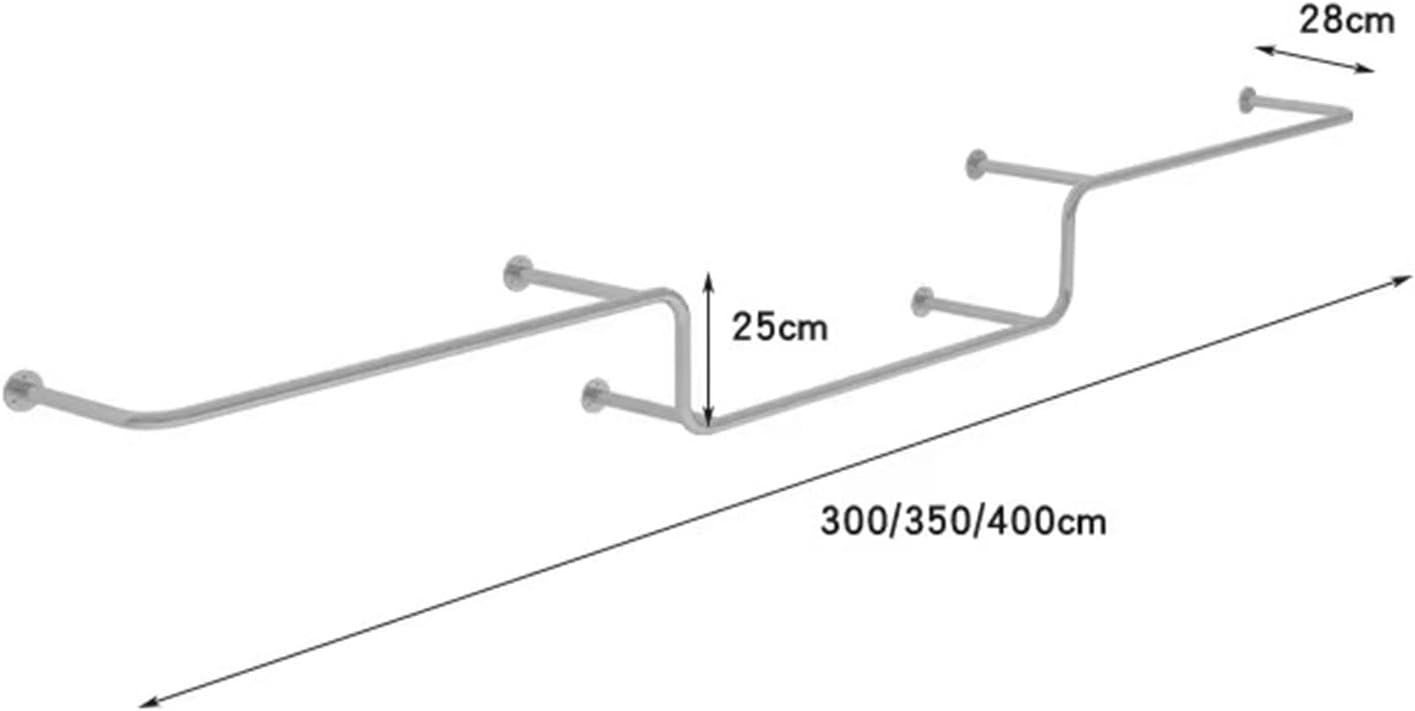 Clothing Store Modern Simple Display Garment Racks,Wall-Mounted Hanging Metal Clothes Shelf System,Heavy Duty Iron Clothes Hanging Rod Bar for Laundry Room,(A-350cm/