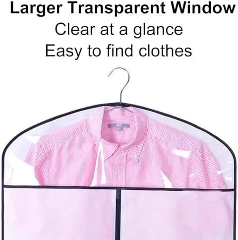 Clear Garment Bags for Clothes Rack & Closet, Dustproof Non-Woven Covers, 60x110cm (24x43in), Protect Clothes from Dust & Damage, Durable White Storage Solution
