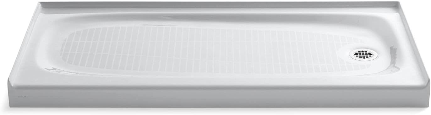 KOHLER K-9054-0 Salient 60-Inch x 30-Inch Single-Threshold Shower Base with right hand drain, White
