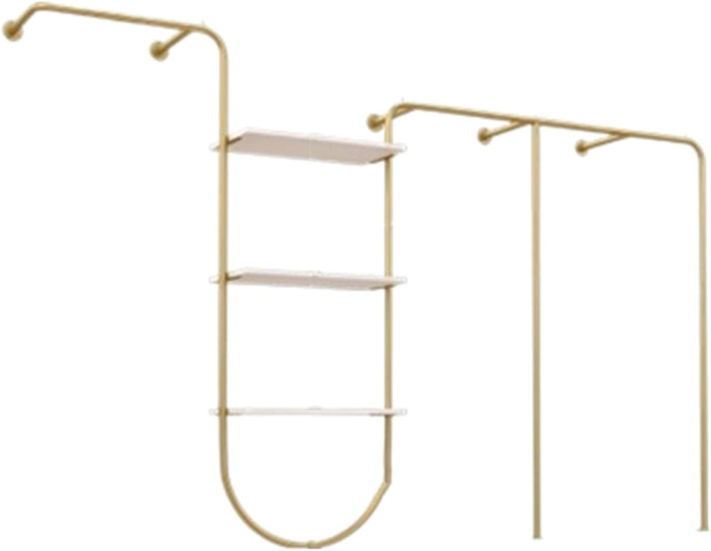 Wall Mounted Clothes Rack with Shelves, Heavy Duty Rods Retail Store Clothing Garment Rack, Storage Clothes Shoe Bag Pipe Shelf, Clothing Store Display Stands Garmen,