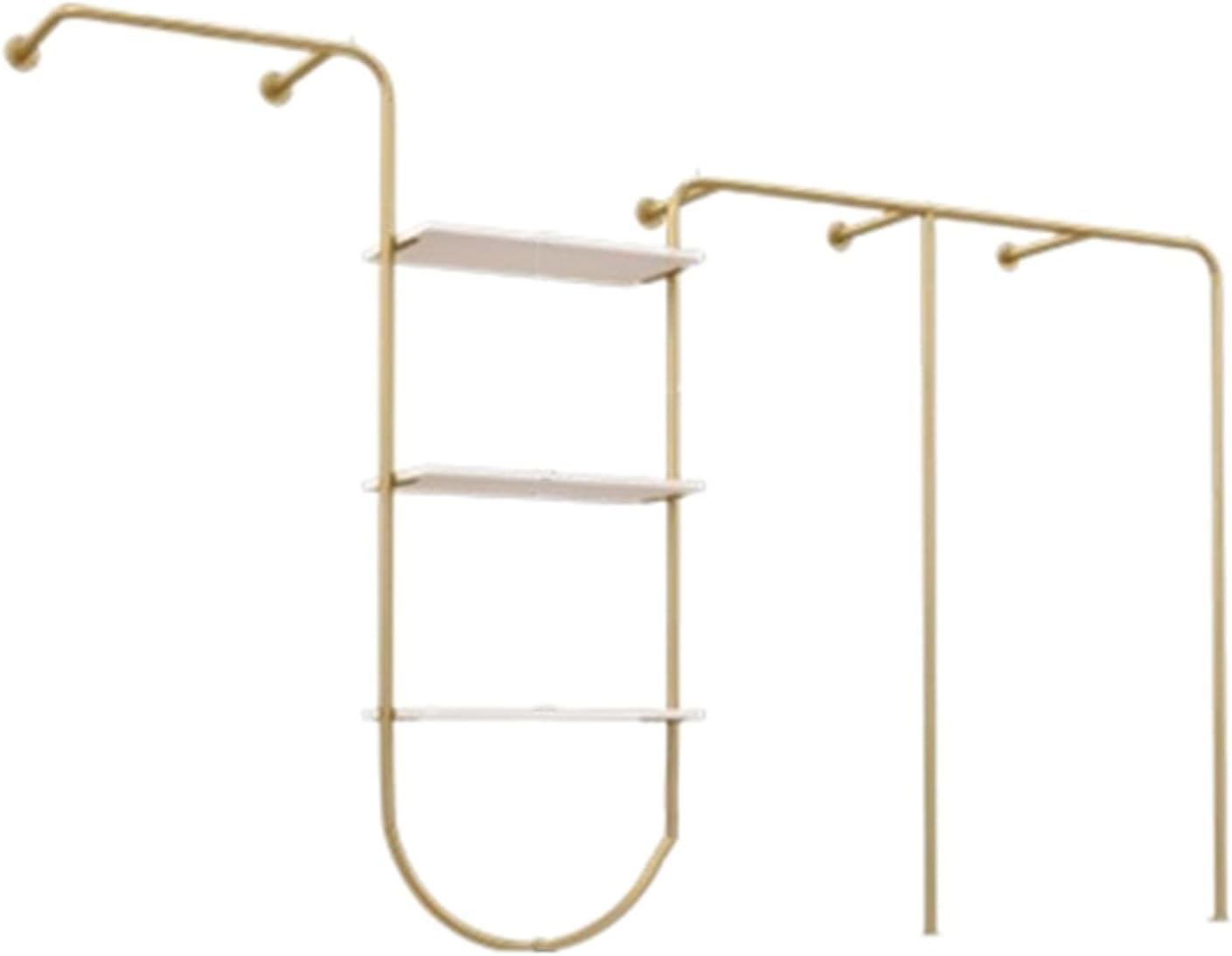Wall Mounted Clothes Rack with Shelves, Heavy Duty Rods Retail Store Clothing Garment Rack, Storage Clothes Shoe Bag Pipe Shelf, Clothing Store Display Stands Garmen,