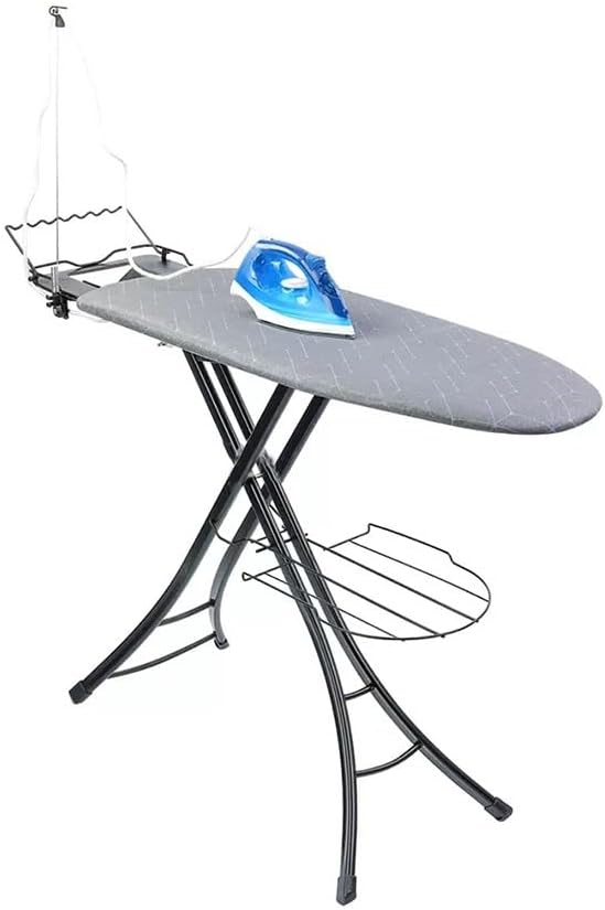 Ironing Board Full Size, Panel Iron Board with Iron Rest, Heat & Scorch Resistant Cover, Adjustable Height Heavy Duty Ironing Board with Garment Rack, for Home, Dorm