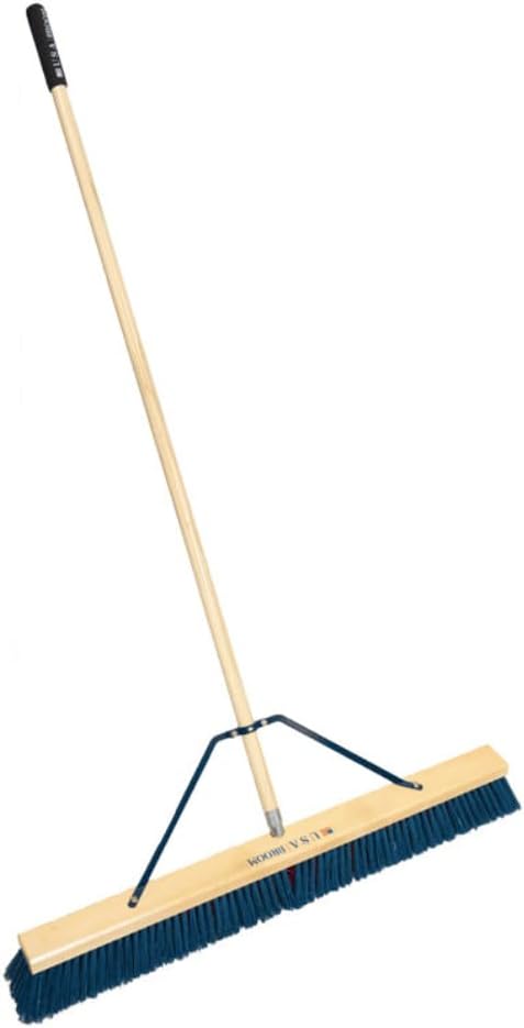 2-Pack - 24' Heavy Duty Outdoor Push Broom with 60' Handle. Ideal for Asphalt, Concrete & Heavy Debris. Durable American Made Steel Brackets-Stainless Steel Hardware. No Plastic. 100% USA Made