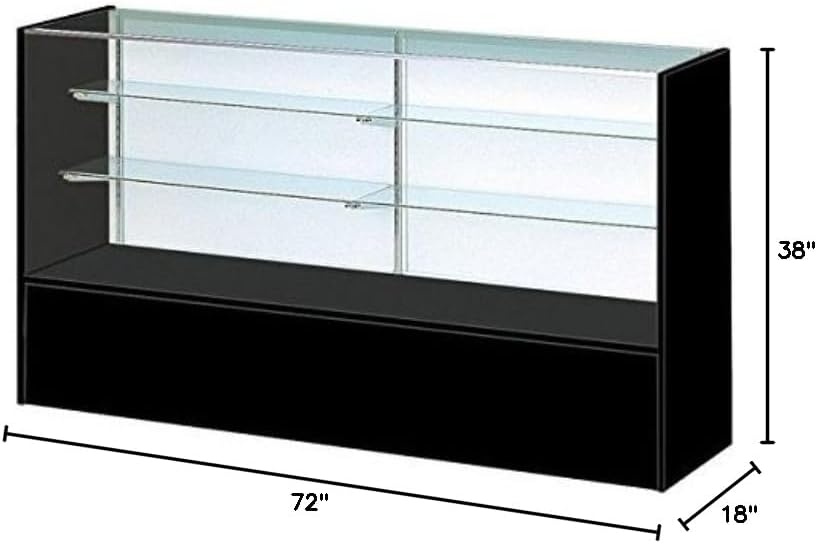 Only Garment Racks 72' Black Display Case - Full Vision Showcase Ready to Assemble